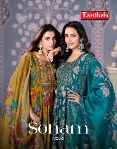 SONAM VOL 3 BY TANIKSH DESIGNER ROMAN EMBROIDERY WORK SALWAR SUIT WHOLESALER IN INDIA